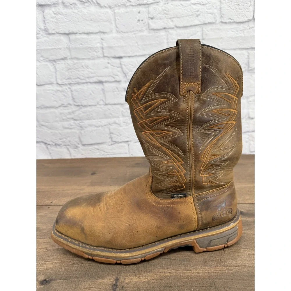Irish Setter Marshall Wellington Mens 9 D Waterproof Western Work Boots Brown